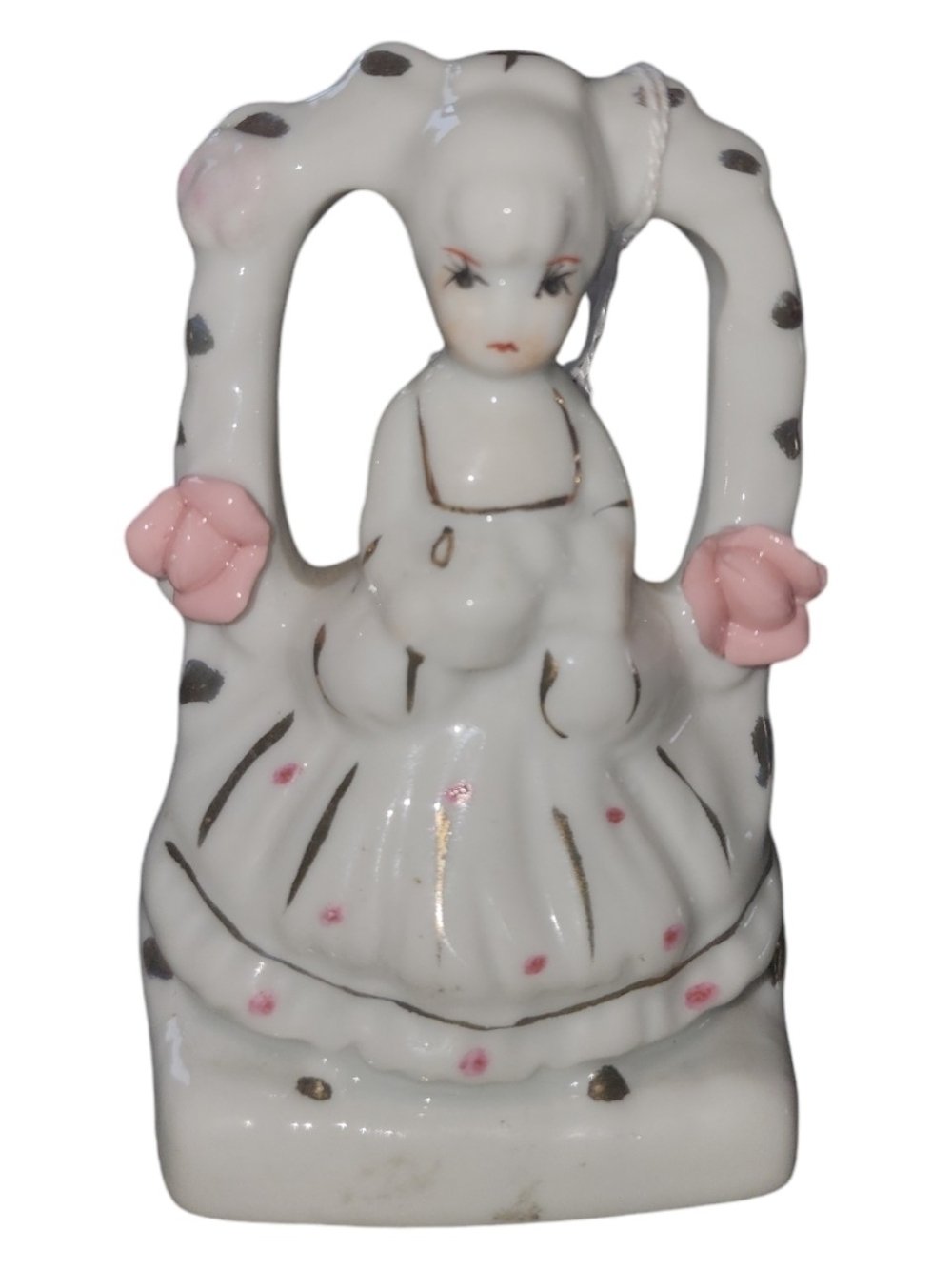 Ceramic Pink and White Figurine Accent